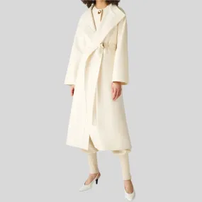 Double-sided tweed cashmere long coat