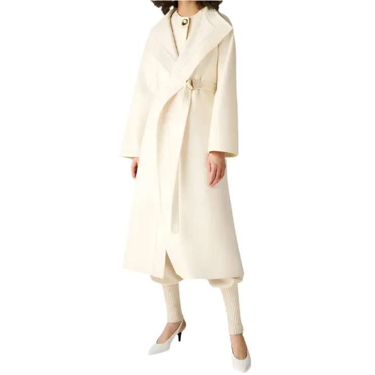 Double-sided tweed cashmere long coat