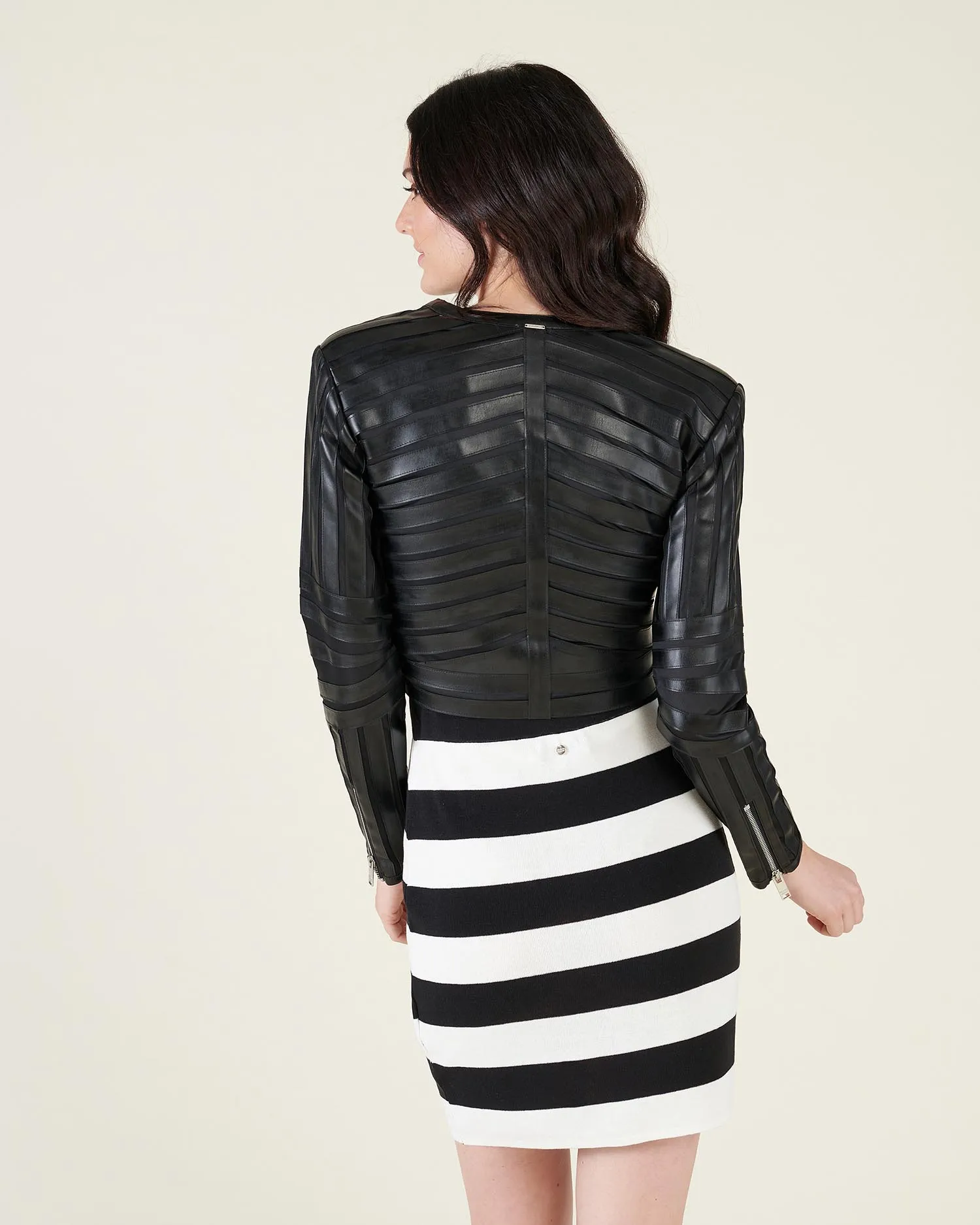 Eco-friendly leather veiled jacket