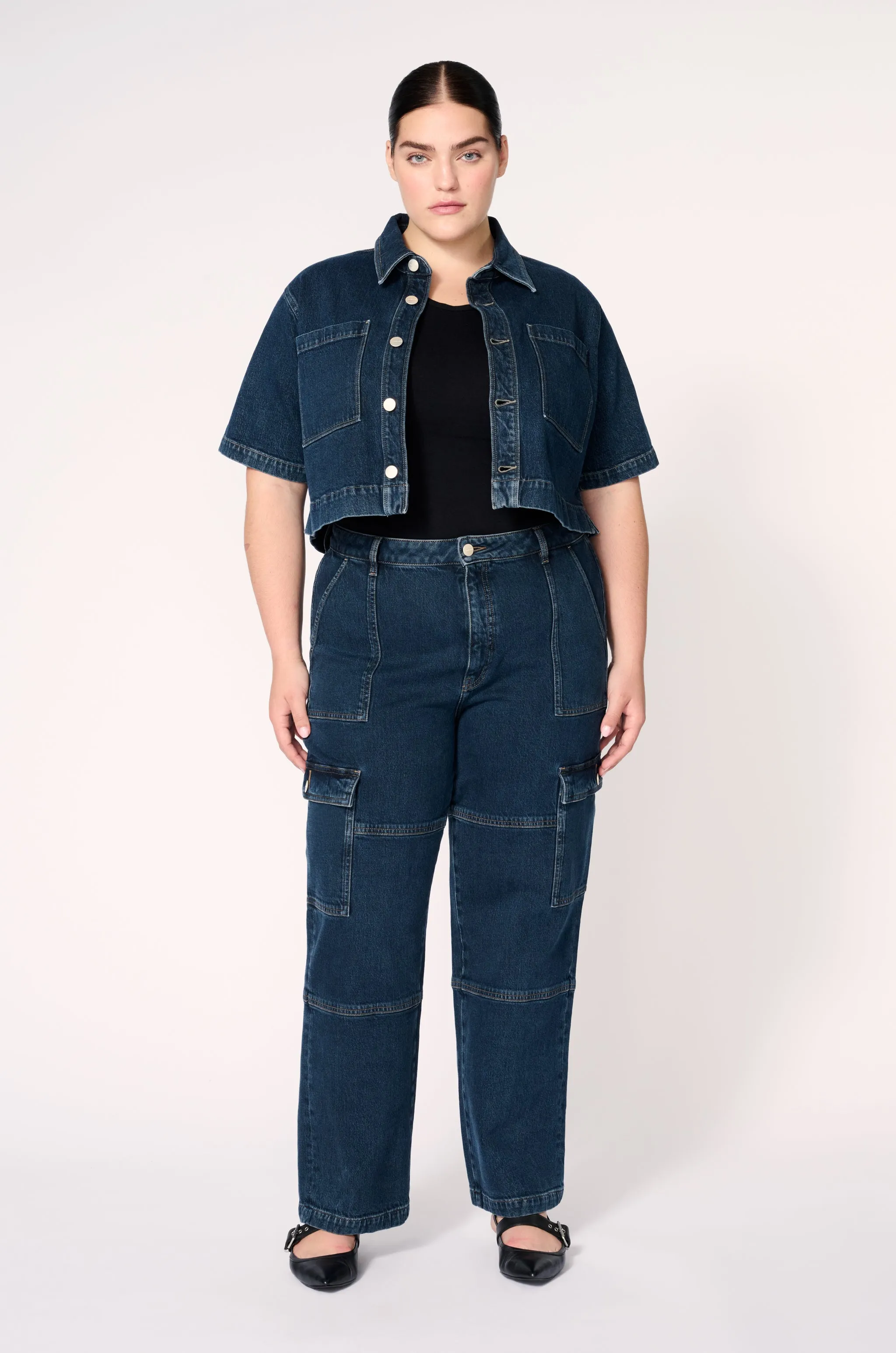 ELS PLUS - CROPPED DENIM SHIRT JACKET | SPEECHLESS