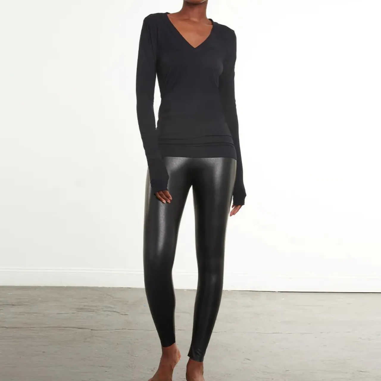 Faux Leather Leggings in Black