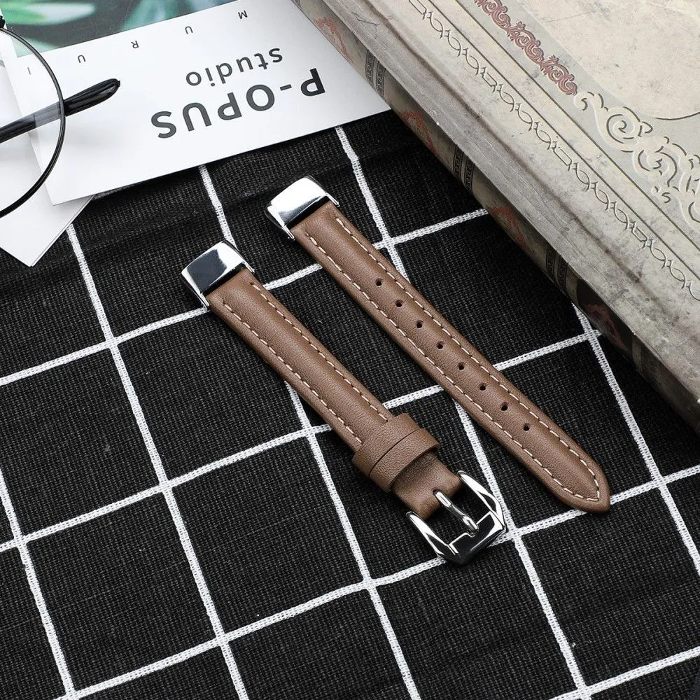 Fitbit Luxe genuine leather watch strap - Coffee / Size: S