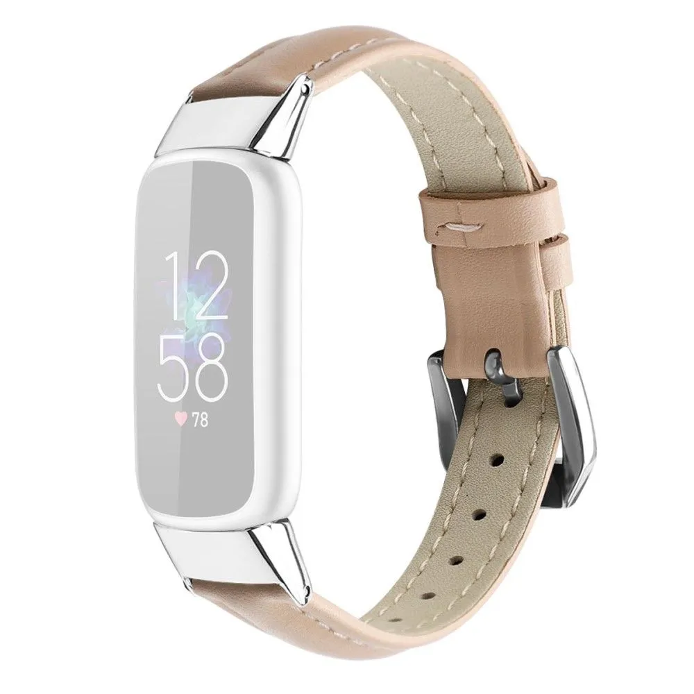 Fitbit Luxe genuine leather watch strap - Pink / Size: L