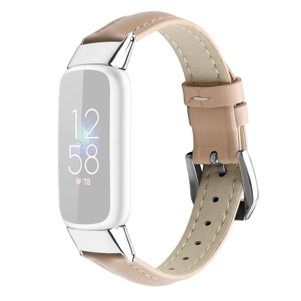 Fitbit Luxe genuine leather watch strap - Pink / Size: S