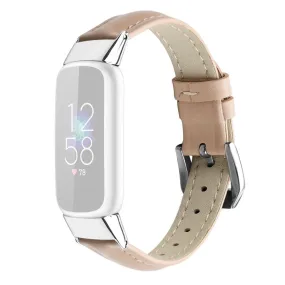 Fitbit Luxe genuine leather watch strap - Pink / Size: S