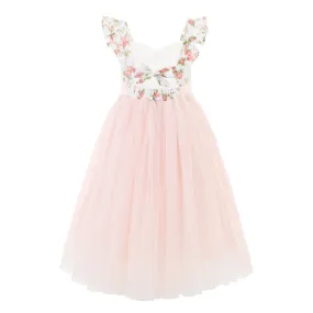 Flofallzique Tulle Girls Dress Floral Summer Wedding Birthday Toddler Tea Party Dress