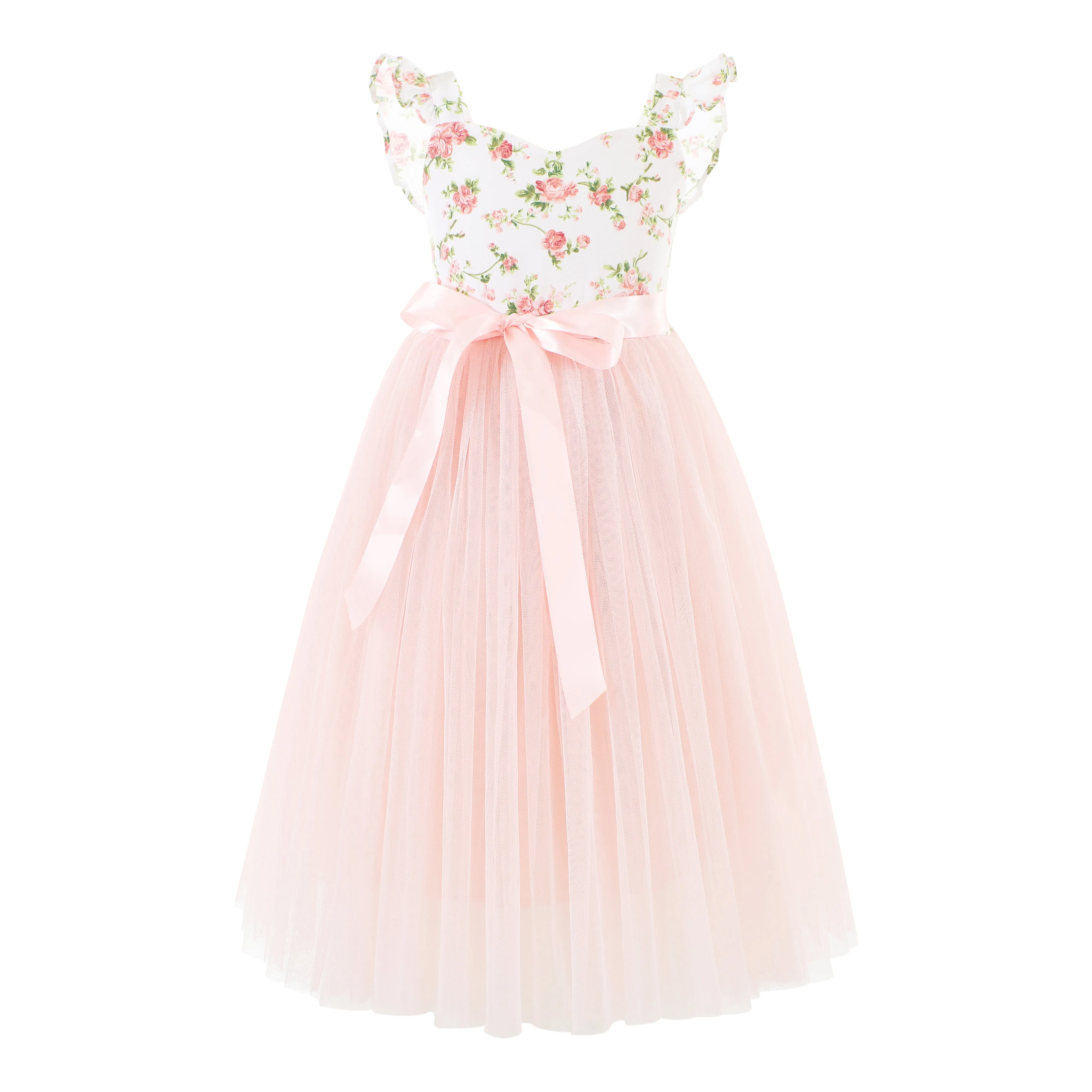 Flofallzique Tulle Girls Dress Floral Summer Wedding Birthday Toddler Tea Party Dress