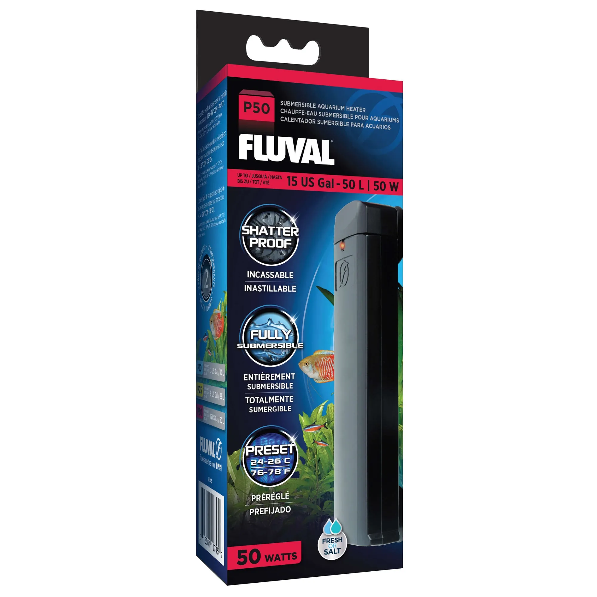 Fluval P-Series Submersible Preset Aquarium Heater