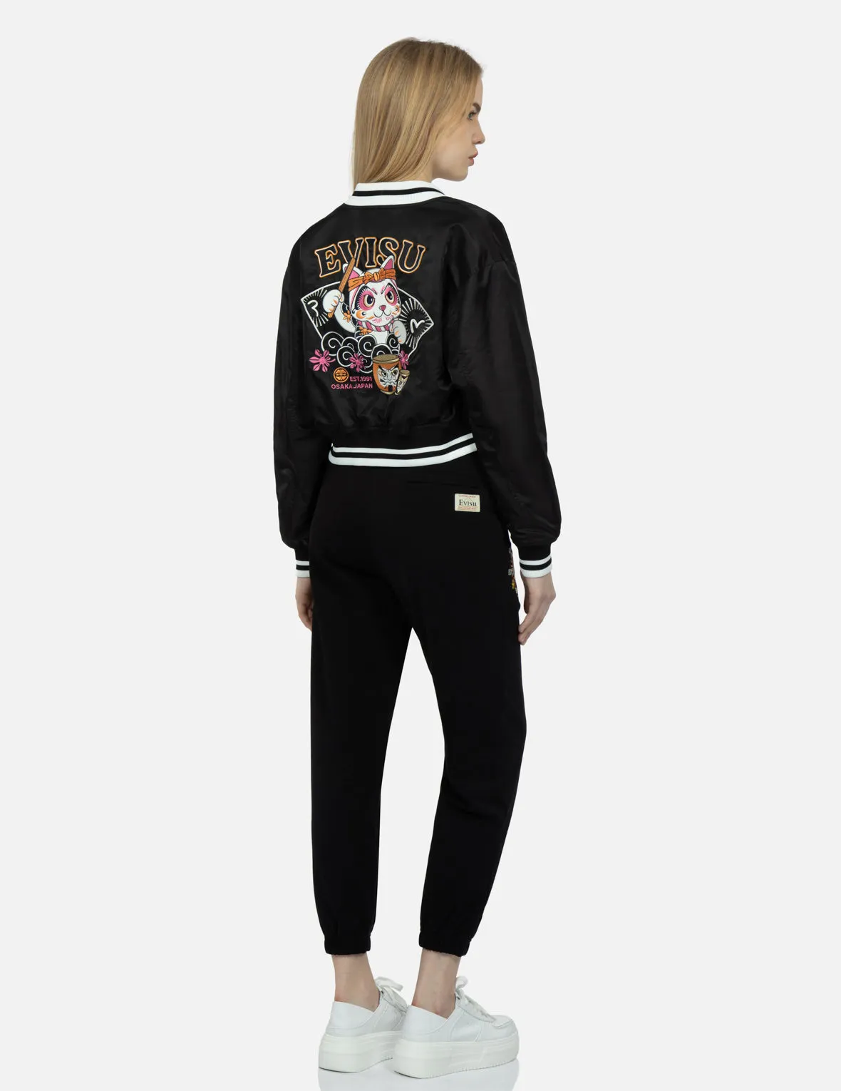 Fortune Cat Drumming Appliqué Souvenir Jacket