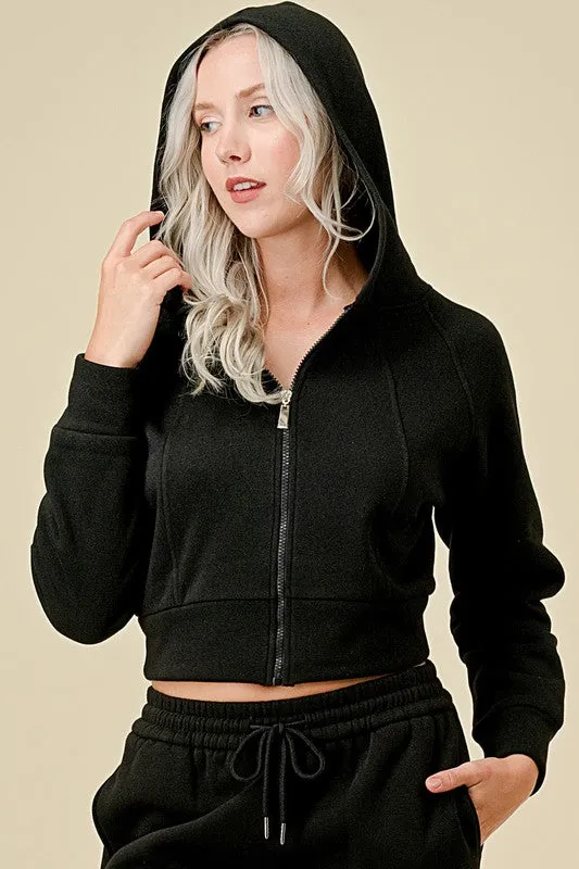 French Terry Fleece Hooded Jacket Set