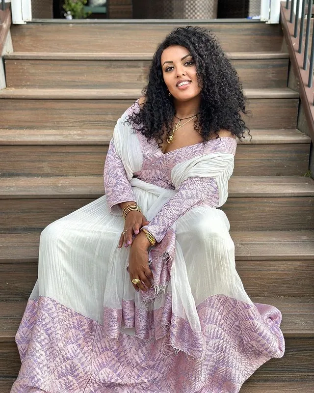 Gorgeous Light Color Habesha Dress Ethiopian Traditional Dress Design