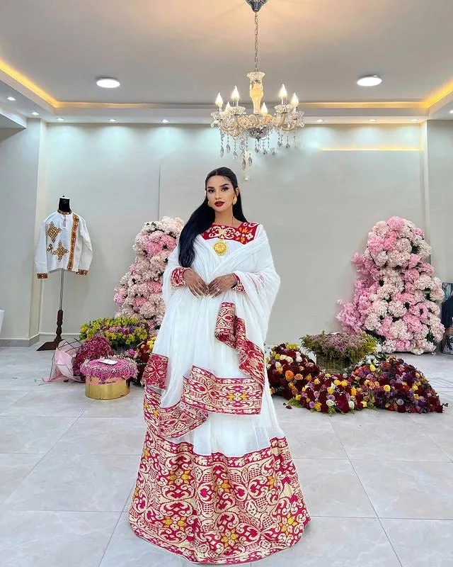 Gorgeous Red Habesha Dress Habesha Kemis for New Year's