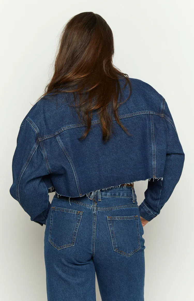 Helena Dark Wash Denim Cropped Jacket