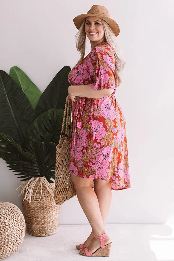 Hibiscus Happiness Wrap Midi Dress Curves