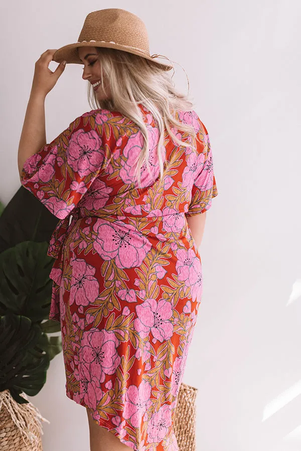 Hibiscus Happiness Wrap Midi Dress Curves