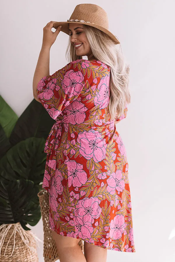 Hibiscus Happiness Wrap Midi Dress Curves