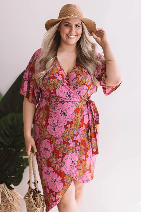 Hibiscus Happiness Wrap Midi Dress Curves