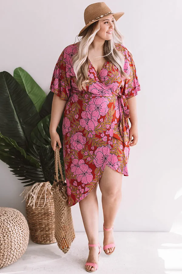 Hibiscus Happiness Wrap Midi Dress Curves