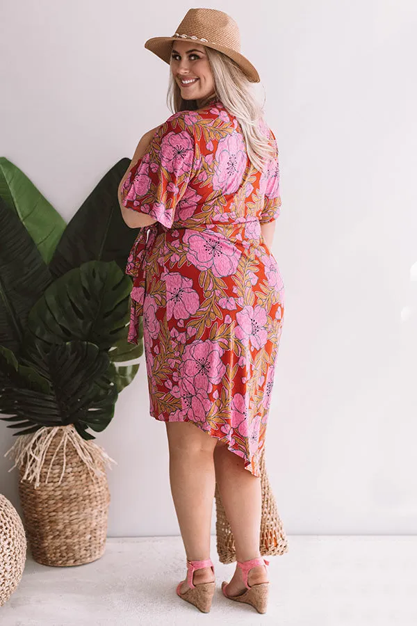 Hibiscus Happiness Wrap Midi Dress Curves