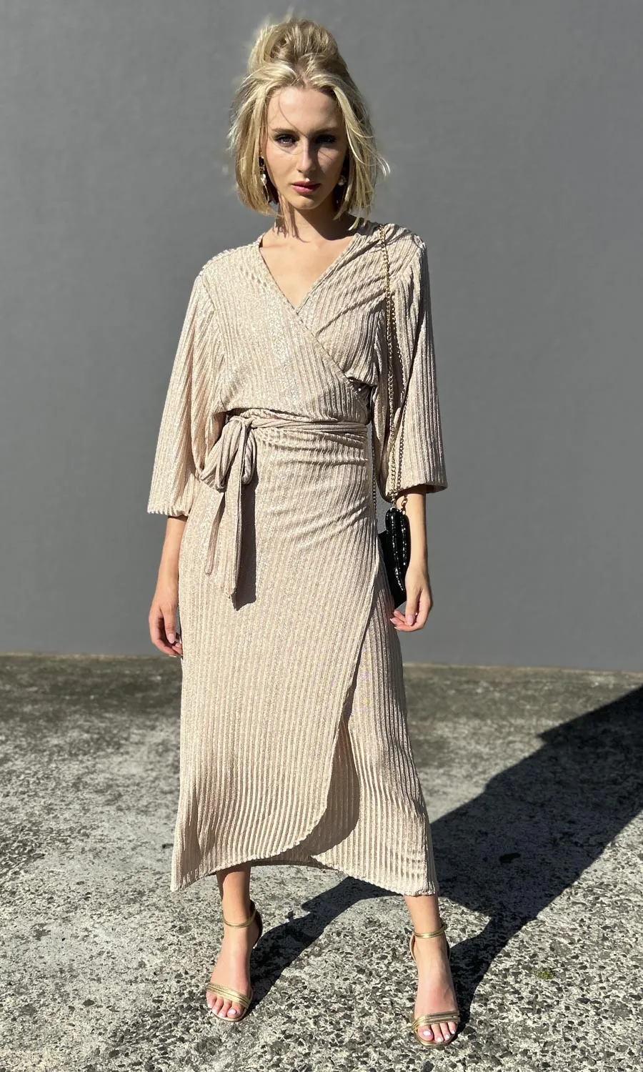 HOSS Champagne Knit Wrap Dress