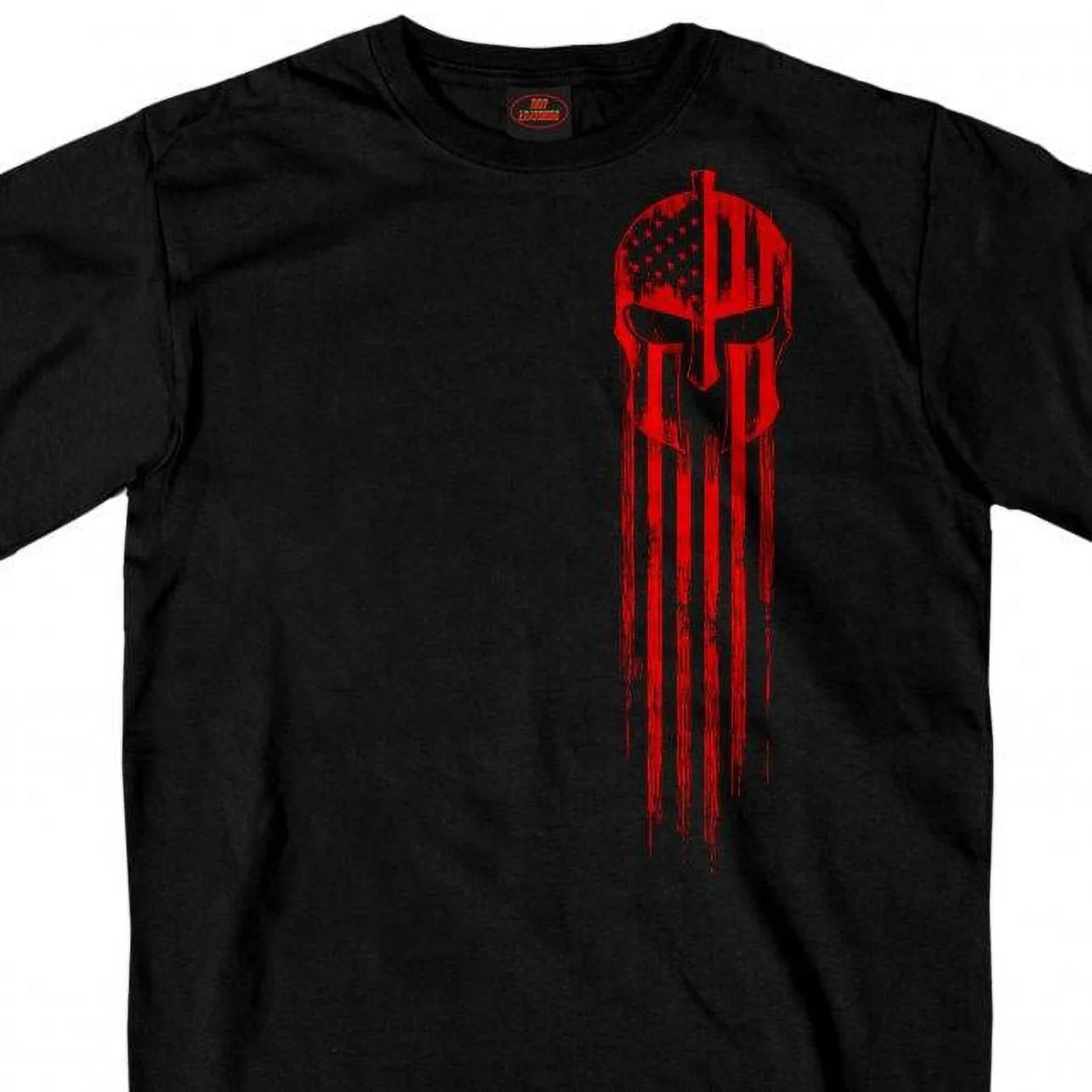 Hot Leathers GMD1468 Men's Red Warrior Skull Flag Black T-Shirt