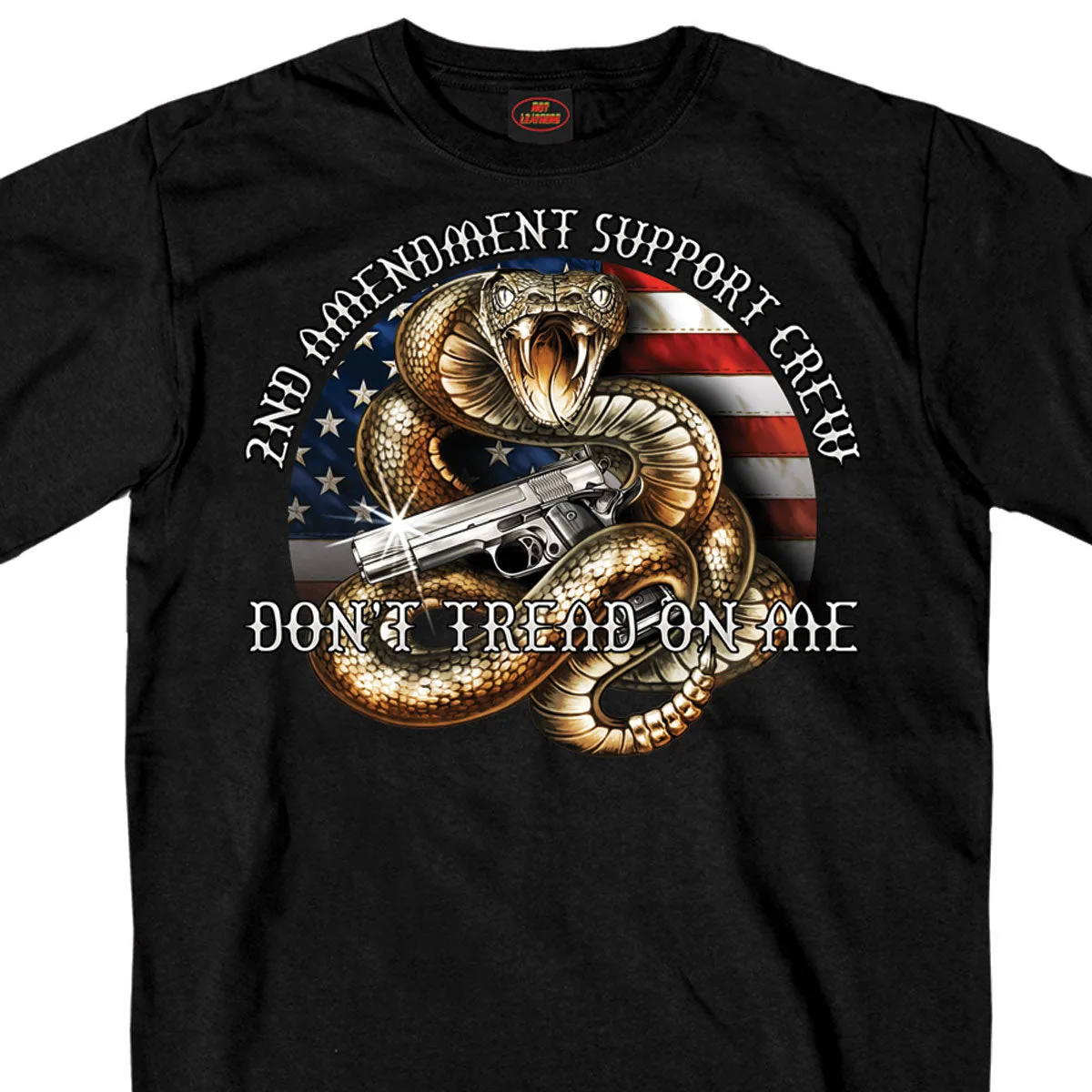 Hot Leathers GMS1371 Men’s ‘2nd Amendment Rattler’ Black T-Shirt