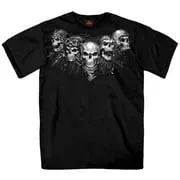 Hot Leathers GMS1423 Men’s ‘Five Skull‘ Short Sleeve Black T-Shirt