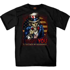 Hot Leathers GMS1527 Men’s Black Short Sleeve Uncle Sam Government T-Shirt