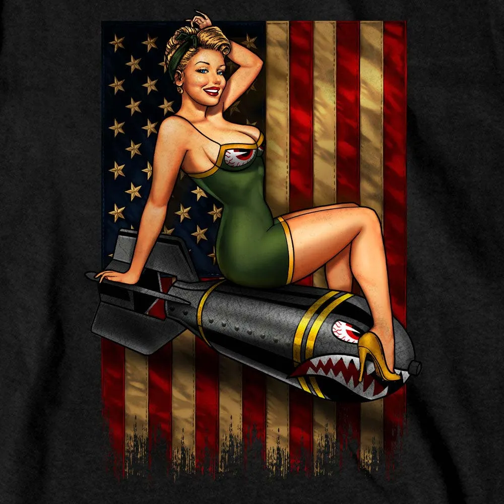 Hot Leathers GMS1528 Men’s Black Patriotic Pinup T-Shirt