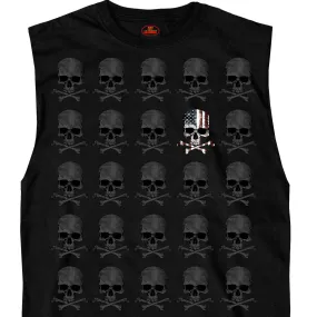 Hot Leathers GMT3440 Men’s Shooter Skull Pattern Sleeveless Black Shirt