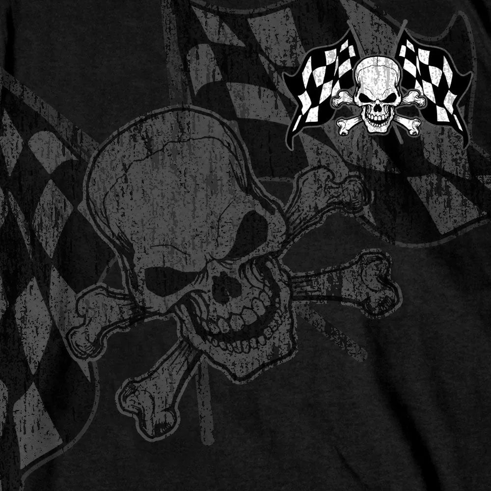 Hot Leathers Men's Checkered Flag Skull T-Shirt GMS1497