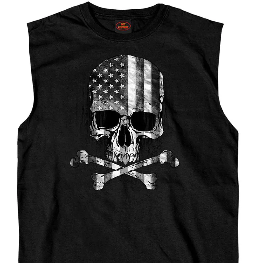 Hot Leathers Men's Flag Skull Shooter Sleeveless Tank Top Shirt GMT3372