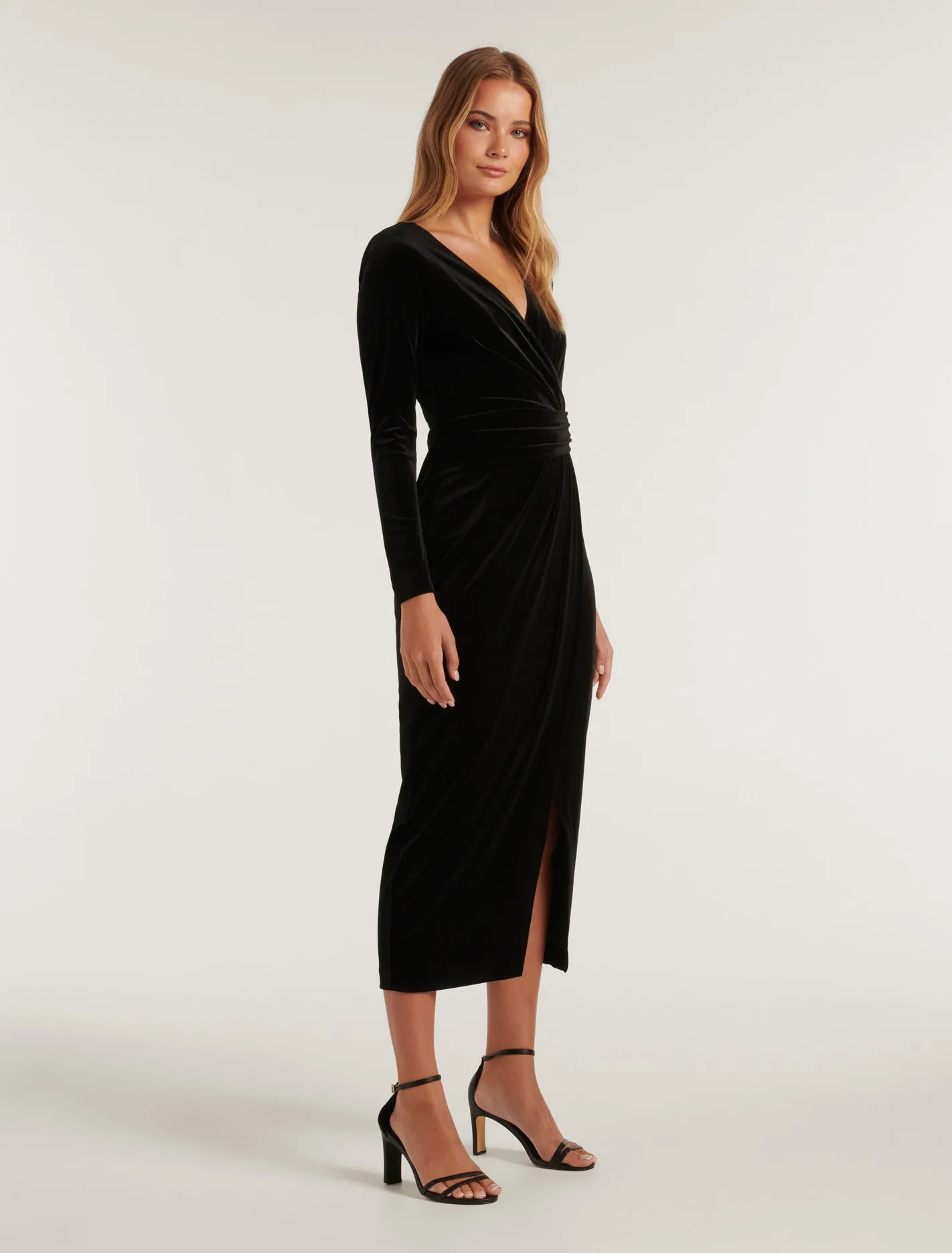 Julianne Wrap Velvet Midi Dress