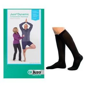 Juzo Dynamic Knee-High, 30-40, Full Foot, Black, Size 5