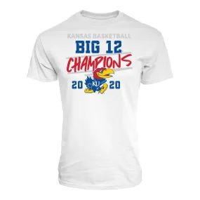 Kansas Jayhawks 2020 BIG 12 Basketball Champions White T-Shirt