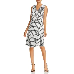 KENNETH COLE Women's Grid Print Sleeveless Wrap Dress