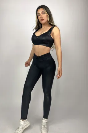 La Fitwear Legging Cupcake Leather Effect Black