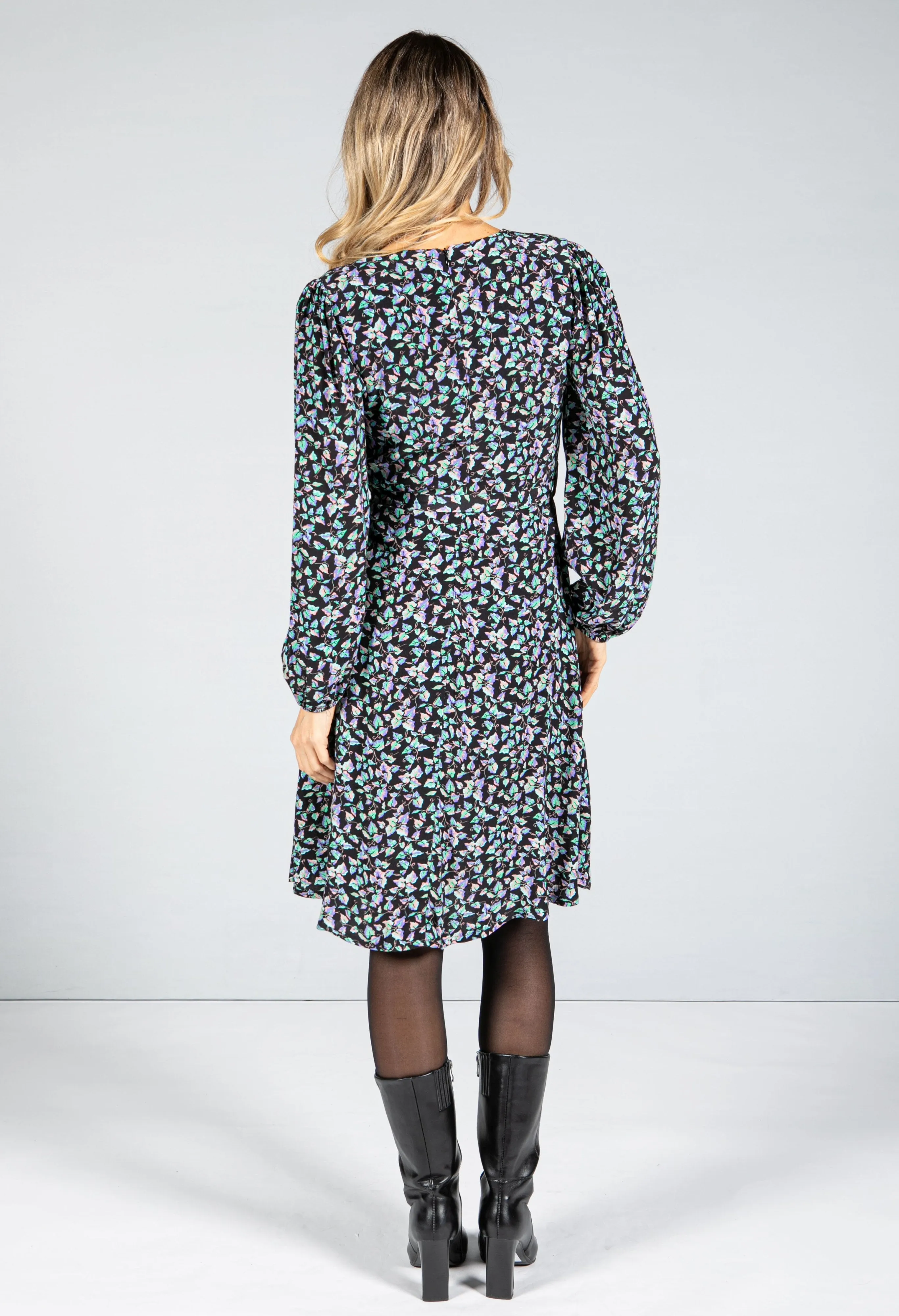 Leaf Print Wrap Style Dress