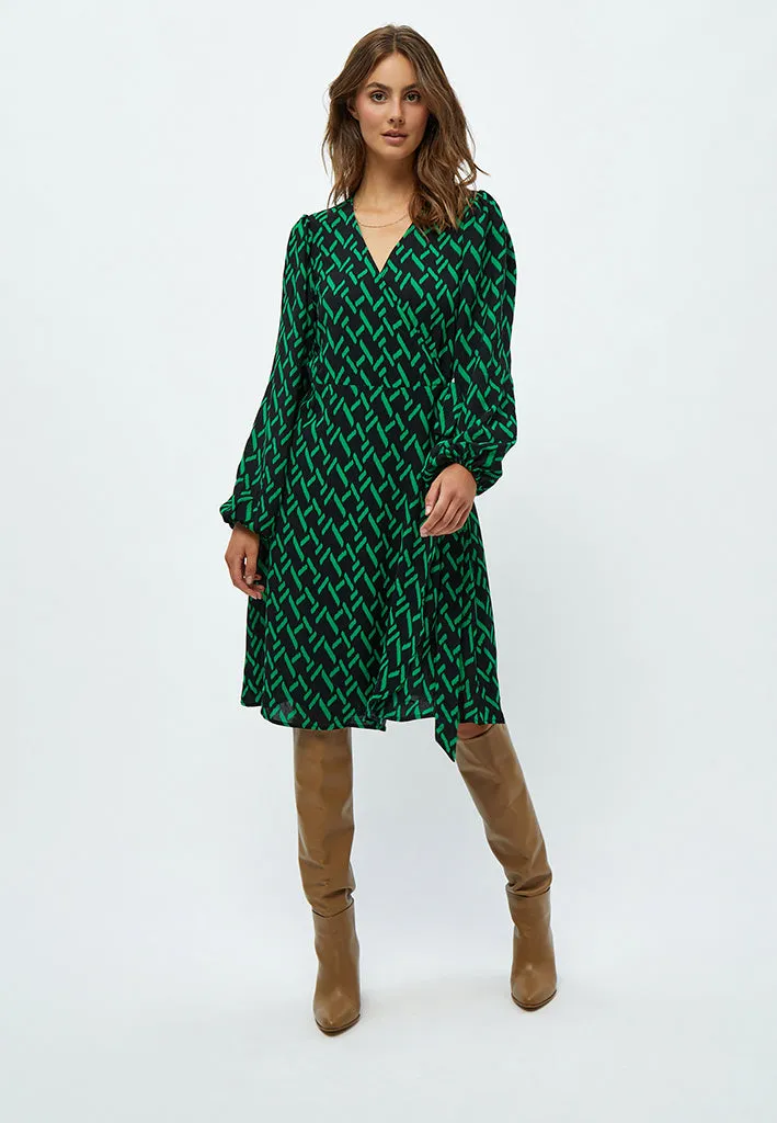 Lou Wrap Dress - Bright Green Print