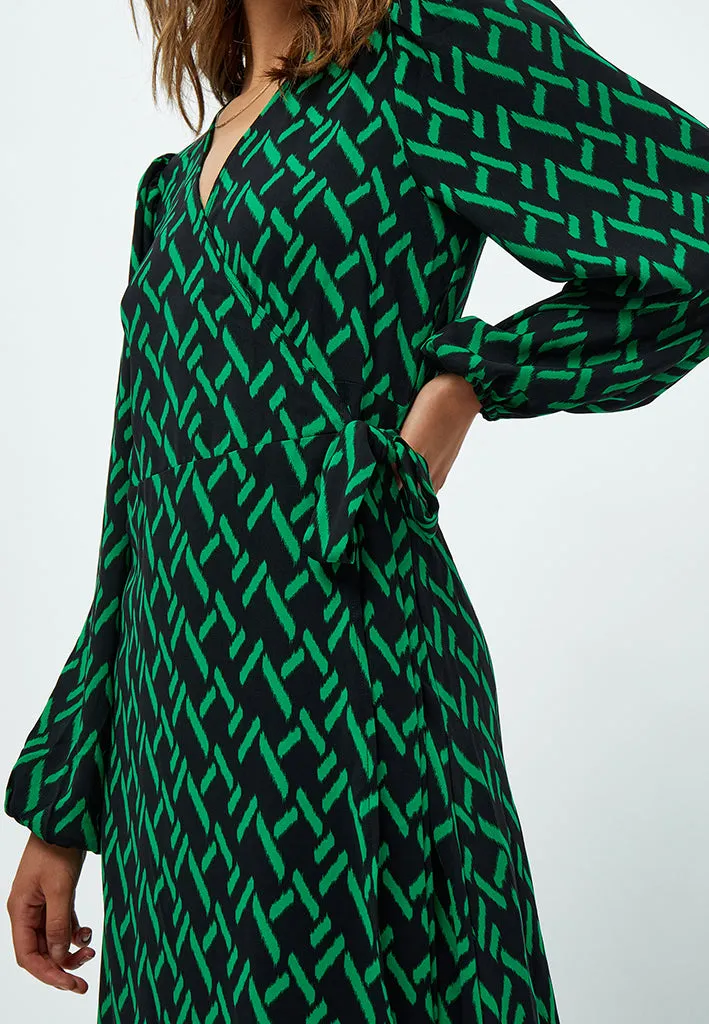 Lou Wrap Dress - Bright Green Print