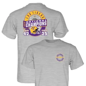 LSU Tigers 2019-2020 Football National Champions Gray Game Score T-Shirt