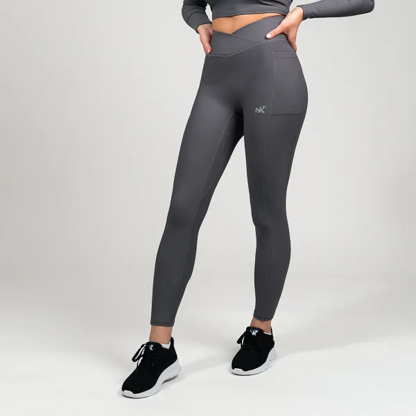 Lucia Ribbed VBelt - Gray Leggings