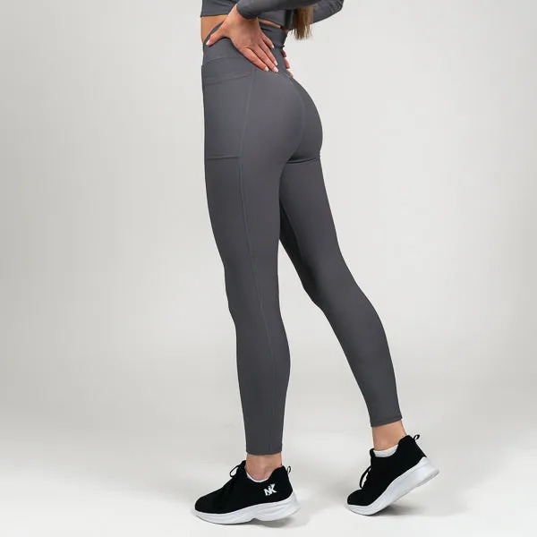 Lucia Ribbed VBelt - Gray Leggings