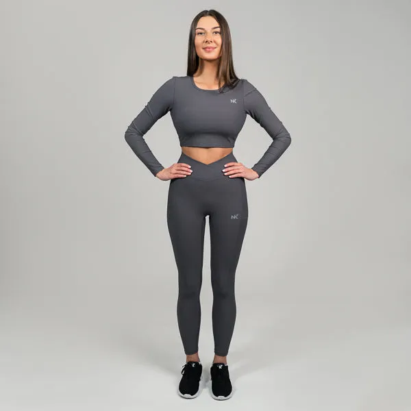 Lucia Ribbed VBelt - Gray Leggings