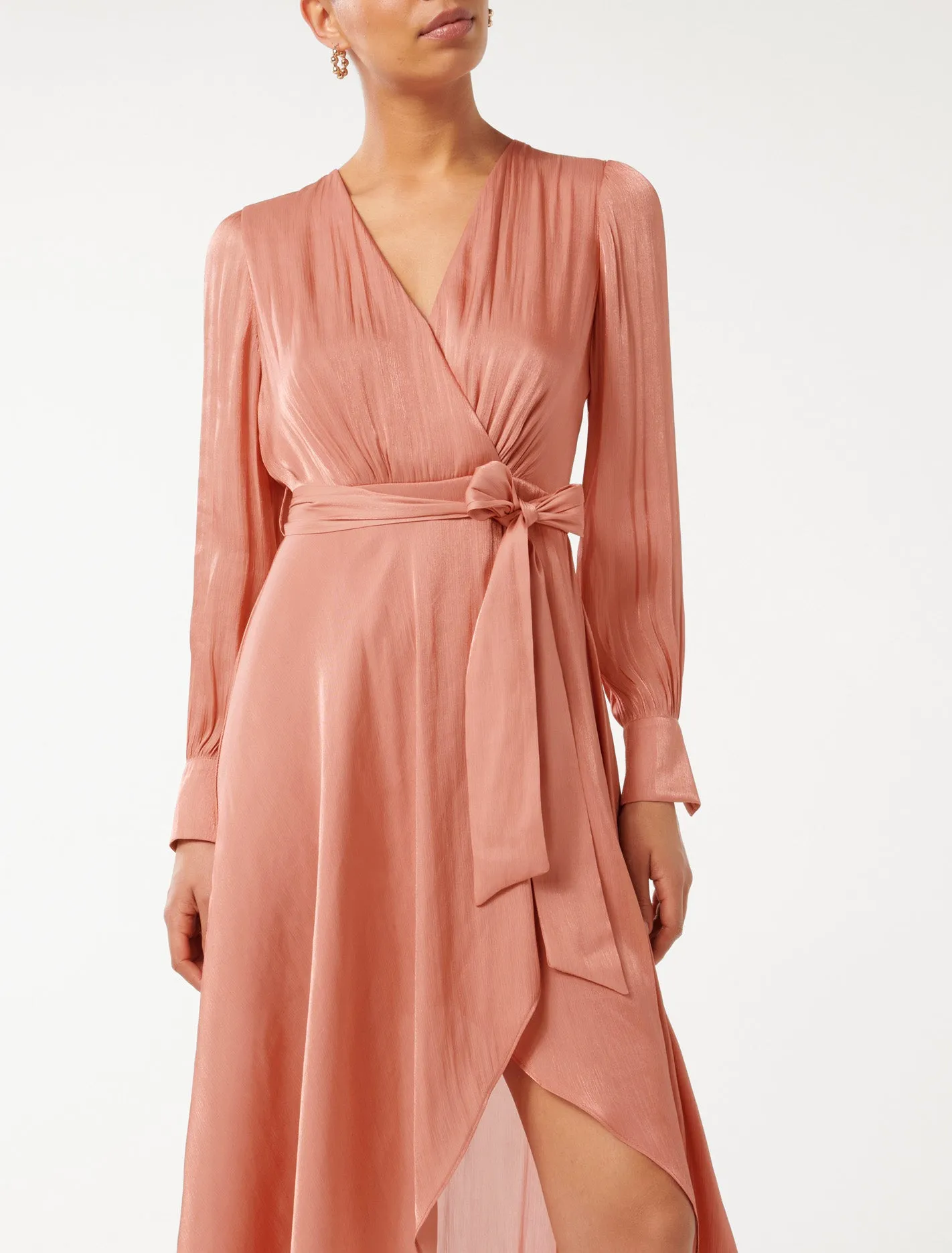 Mabel Metallic Wrap Midi Dress