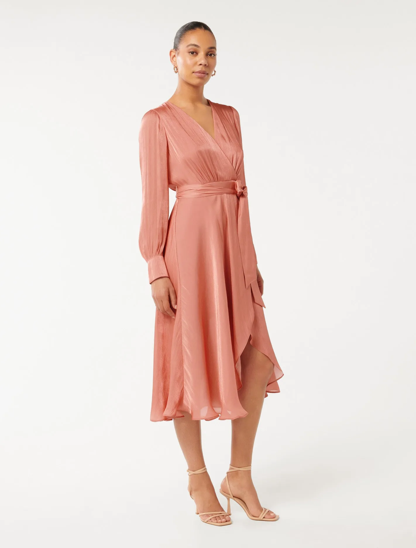 Mabel Metallic Wrap Midi Dress