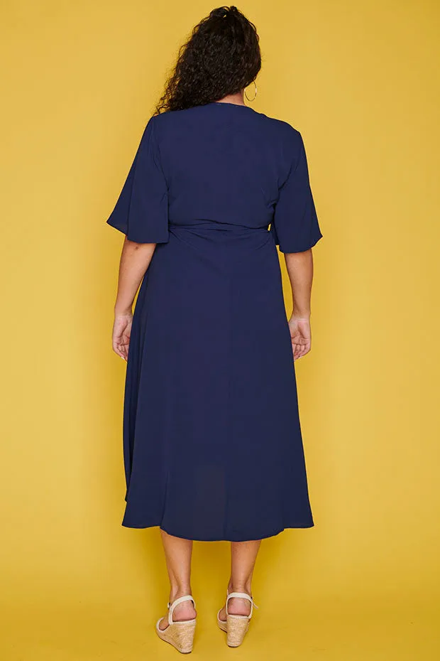 Mandy Navy Wrap Dress