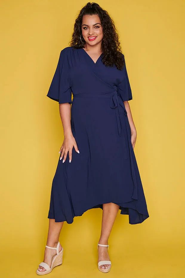 Mandy Navy Wrap Dress