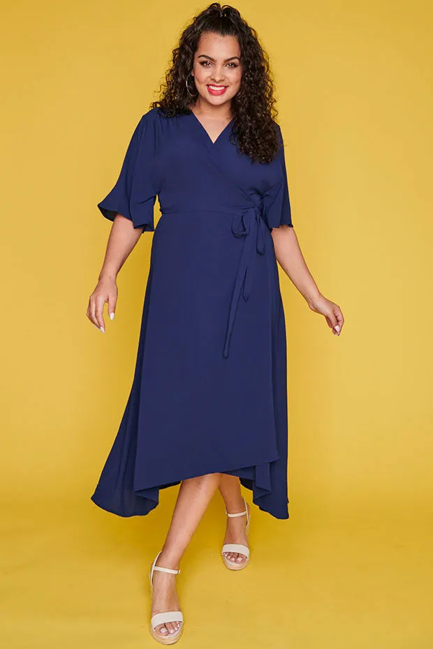 Mandy Navy Wrap Dress