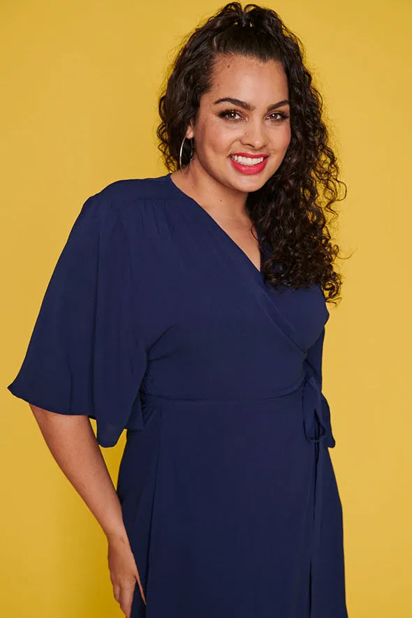 Mandy Navy Wrap Dress